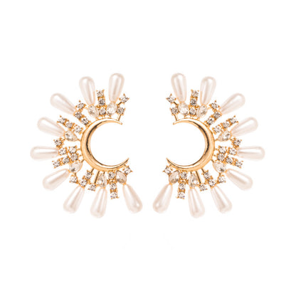 Half sun pearl earrings