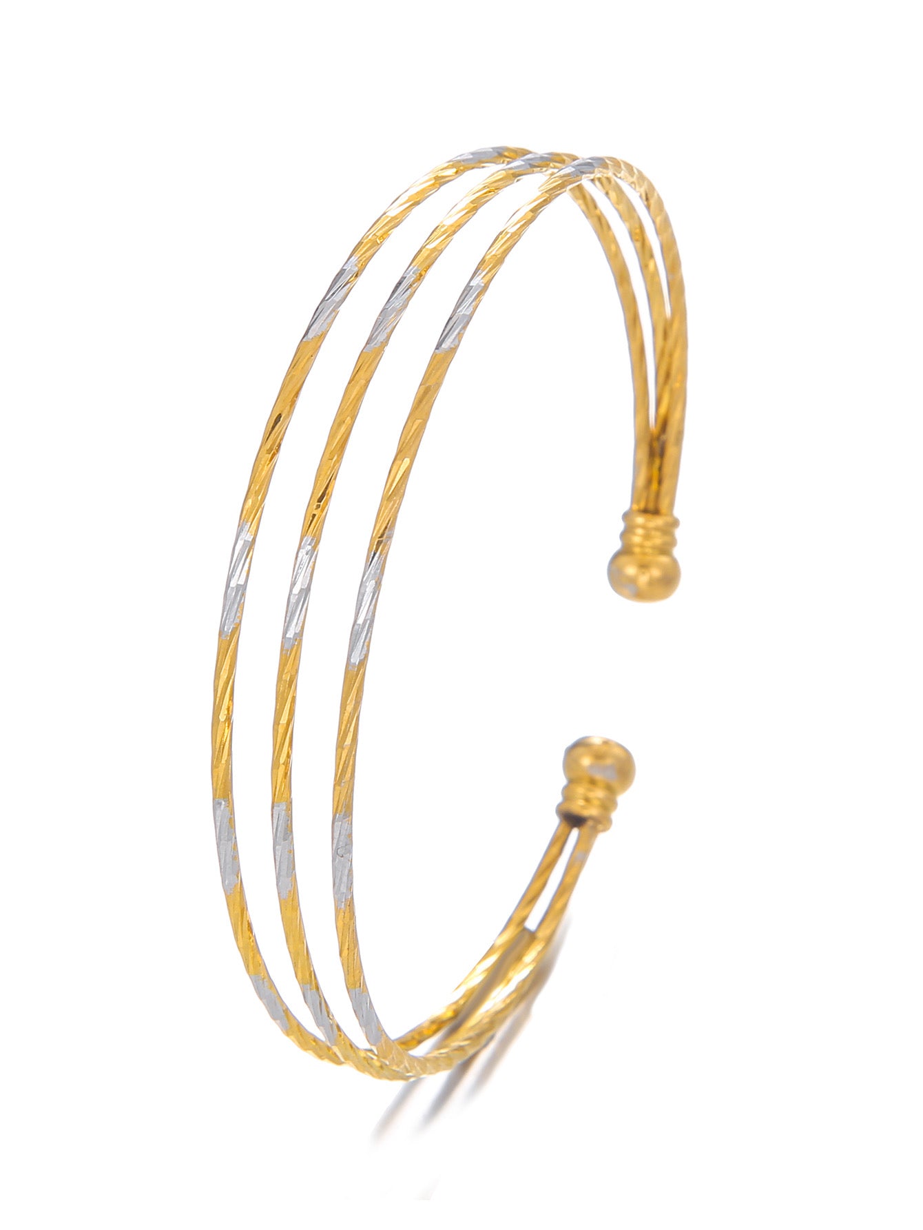 3 line gold and silver adjustable bracelet
