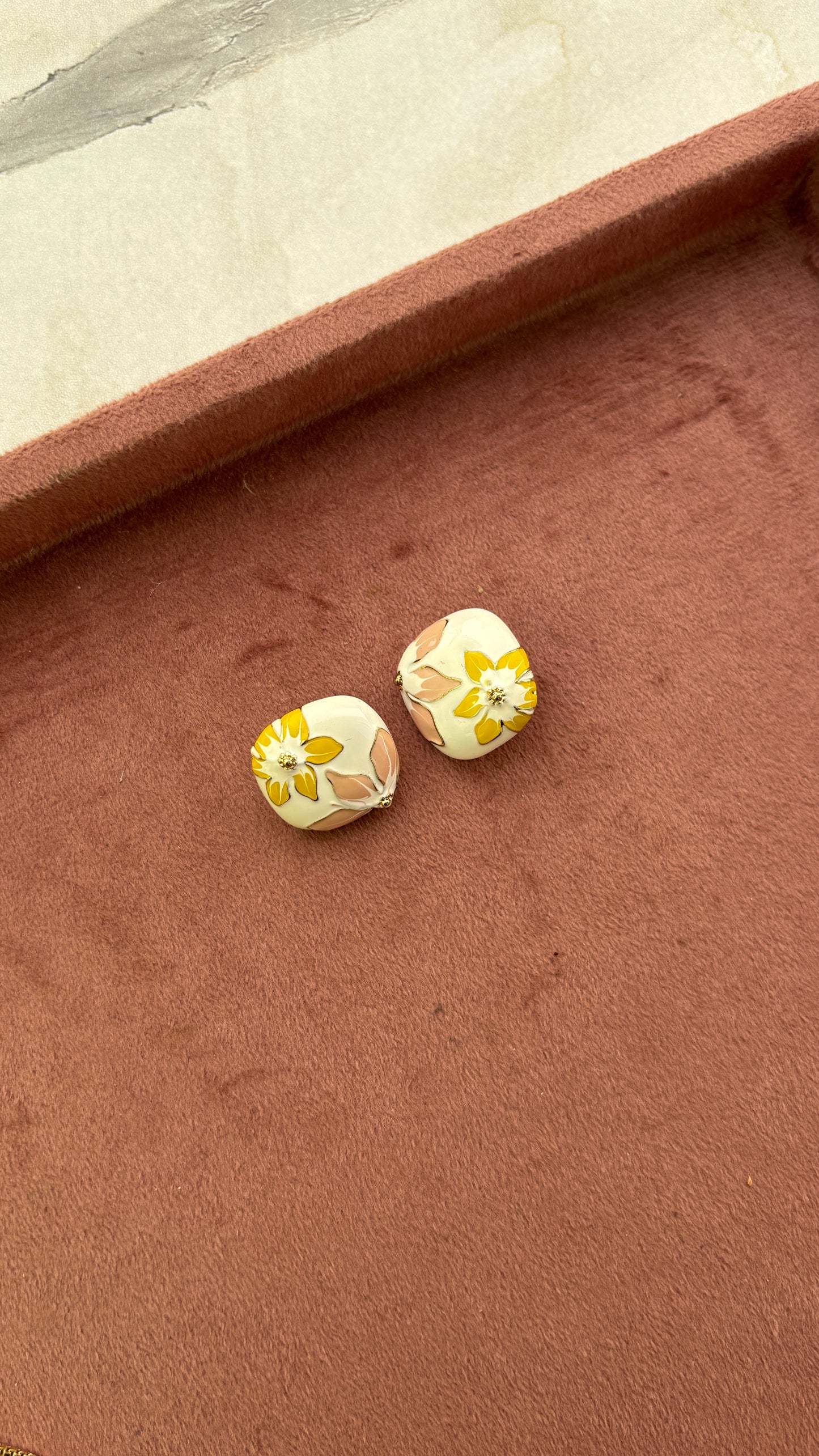 Pink and Yellow Flower Earrings