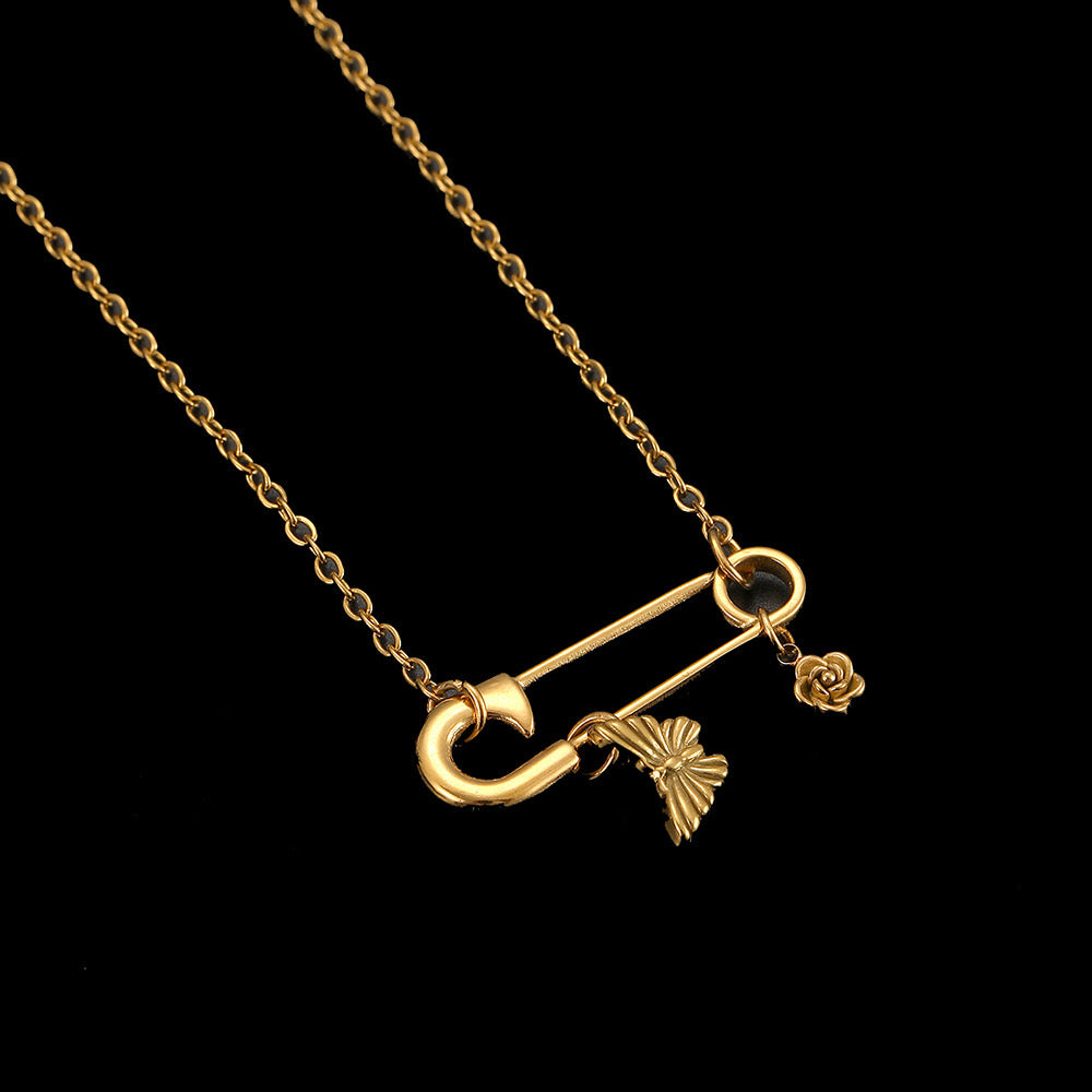 Safety Pin Charm necklace