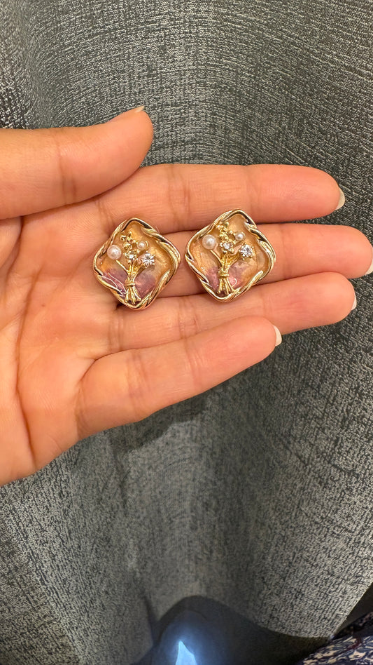 Purple Yellow Coloured Earrings