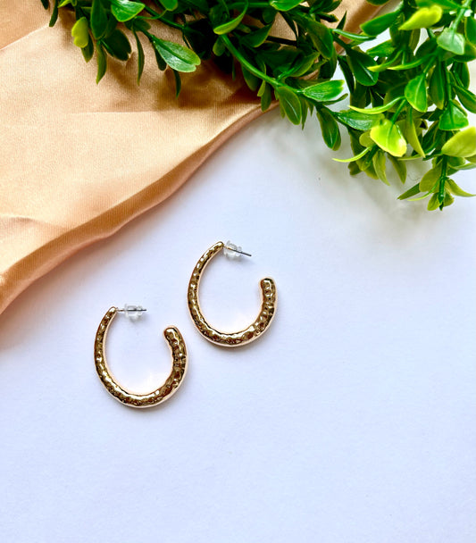 Golden Textured Hoops