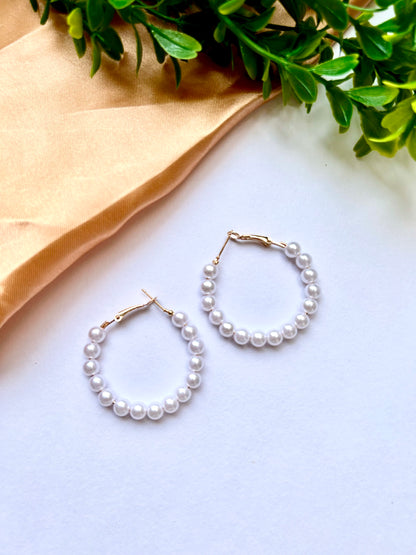 Classic Pearl Hoops