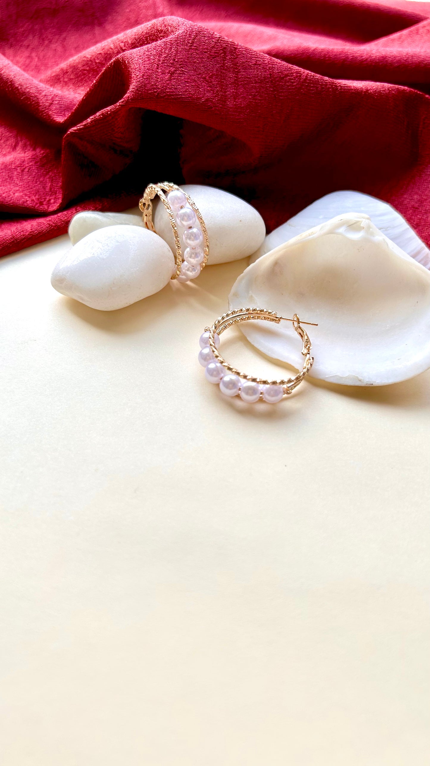 Trapped Pearl Hoops