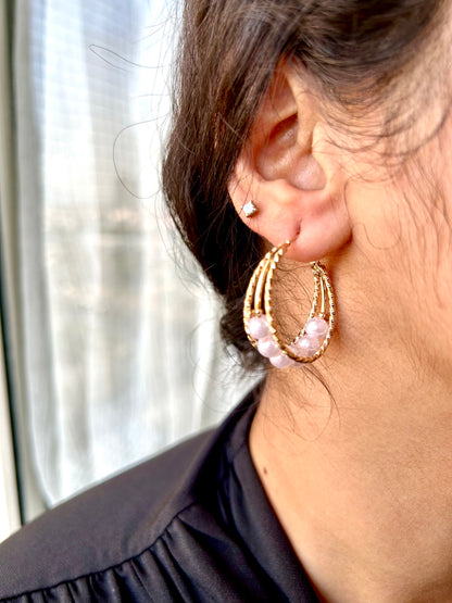 Trapped Pearl Hoops